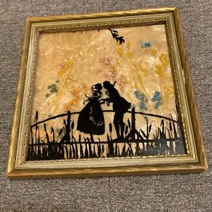 Antique Silhouette Lovers Reverse Painted